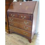 A mahogany bureau, the fall front over two short and three long graduated drawers on bracket feet