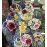 Nine various bone china posy flower pots, including Royal Doulton, Adderley and Royal Park