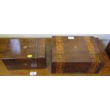 A walnut Tunbridge ware dressing box, 29cm wide and another similar 25cm wide