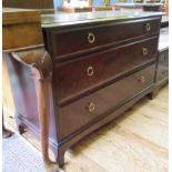 A Stag mahogany colour chest of three long drawers on bracket feet, 106cm wide