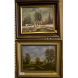 Rudi Lulinski A pair of cottage scenes Oil on panel, signed, 23cm x 29cm