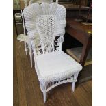 A painted wicker work chair and another (2)