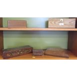 Collection of five different wooden boxes, jewellery box, etc