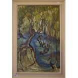 Joan Marlow Bluebell Wood Oil on board, signed and dated '68, 70cm x 44cm