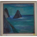 Richard Conway-Jones The Rocks of Ceibur, Pembrokeshire, Wales Oil on canvas, signed, 54cm x 55cm