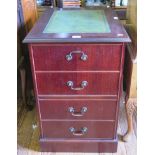 A reproduction mahogany two drawer filing cabinet, with leather inset top and dummy drawer front,