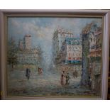 Marie Charlot Figures in a street scene Oil on canvas, signed, 50cm x 60cm