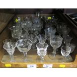 A collection of various sherry and other drinking glasses