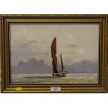 Bill Valentine Nearing the Kent Coast Oil on board, signed, 23cm x 33cm