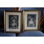 Two 19th century half length portraits of ladies, mezzotint, 23cm x 17cm