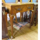 A walnut side table, with frieze drawers on cabriole legs and club feet, Shepherd and Hedger