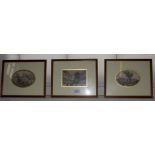 Three 19th century views of the Great Exhibition of 1851 Hand coloured lithographs, 9cm x 13.5cm