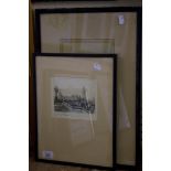 Edward J. Cherry Houses of Parliament - A pair Etchings, signed in pencil, 11cm x 14cm And a print