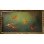 20th century Indonesian school Six goldfish Oil on canvas, indistinctly signed bottom left, 67cm x