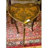 Small heart shaped top table with bird and floral decorated top