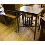 An Edwardian mahogany chevron and dentil banded side table, on square tapering legs with cross