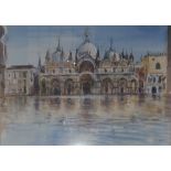 Bill Toop Floods in St Mark's Square, Venice Watercolour, signed and dated '95, 32cm x 46cm
