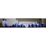 **WITHDRAWN**Various Devon Pottery jugs, pots and vases, all with blue grounds, a Doulton Wattea