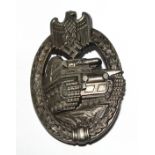 A Nazi tank badge, A WWII German Nazi panzer tank assault badge