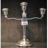 A two branch silver candelabra, Birmingham 1960