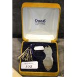 Cased Carrs silver Sheffield 2000 bookmark with yellow/gold tassle