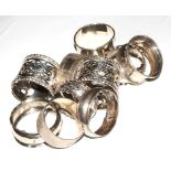 A collection of ten silver napkin rings