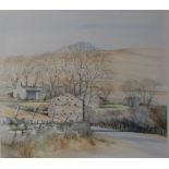 Susan M. Ridyard 'Wharfedale Barns' Watercolour, signed 38cm x 42cm, and another watercolour of