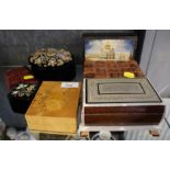 An assortment of seven boxes suitable for jewellery, etc