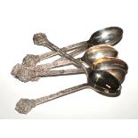 Three sets of silver coffee spoons, two cased