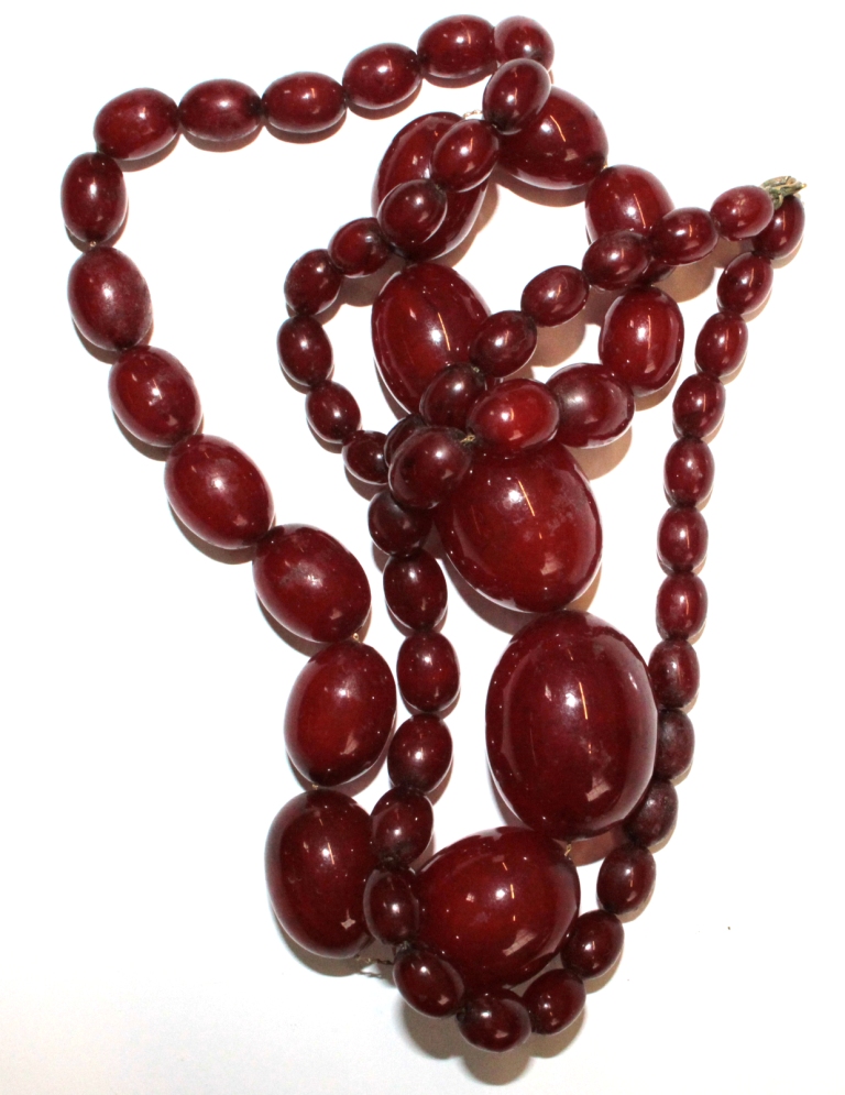 A large cherry amber necklace