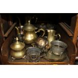 A nickel four piece tea service and various other plated wares