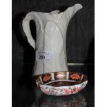 A Royal Worcester cabbage leaf jug 15cm high, and a Royal Crown Derby pin tray (2)