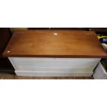 A mahogany and painted wood blanket box, with hinged lid and twin handles, 116cm wide