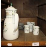 A Royal Doulton Povencal pattern coffee service, pot with six coffee cans and saucers