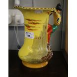 A Burleigh Ware "Pied Piper" jug decorated in relief with rats and a castle, the handle being in the