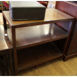 A mahogany tea trolley, a mahogany nest of three tables and a small occasional gateleg table (3)