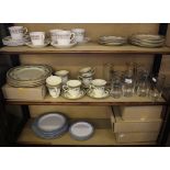 A Minton Grasmere pattern part dinner service, a Crown Royal tea service, nine Denby plates and