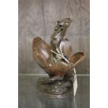 Ronald Chadwick, a bronze depicting a nymph seated in a lily