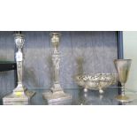 A pair of silver plated candlesticks