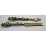 A Victorian child's silver knife and fork