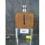 Silver plated leather cased spirit flask