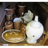 A Myott's china lyke ware part coffee service in Astoria design, and various brown lustre glaze