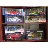 Kyosho 1:18 die-cast models: Mini Cooper 12755, Mercedes 300SL, Caterham Super Seven, Porshe 356A,