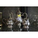 A three piece silver plated bachelors tea set