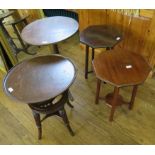 A Regency piano stool (converted into a table), a tripod table and two octagonal tables (4)