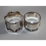 Two silver serviette rings