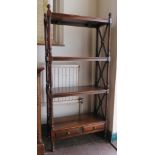 A Regency style mahogany whatnot, the four shelves with two drawers to the base and cross frame