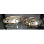 Two silver plated entre dishes