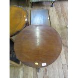 A 19th century mahogany tripod table, with circular snaptop, turned stem and downswept legs, 50cm