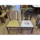 A George III style mahogany dining chair, with pierced vase shape splat drop-in seat and square